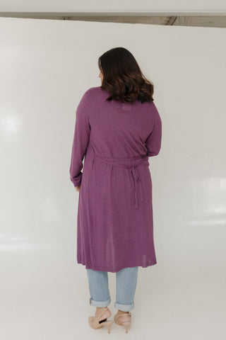 SHIMMERY LIGHTWEIGHT DUSTER CARDIGAN IN ROYALTY - Love Marlow