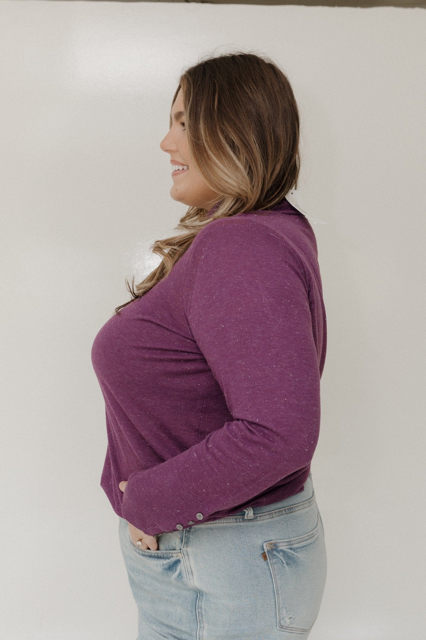 SHIMMERY LIGHTWEIGHT TURTLENECK IN ROYALTY - Love Marlow