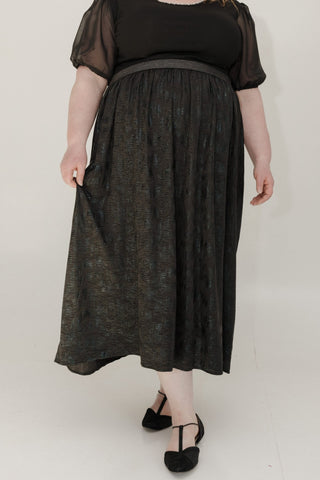 SHIMMERY MIDI LENGTH A - LINE SKIRT - Love Marlow