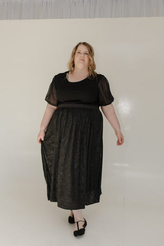 SHIMMERY MIDI LENGTH A - LINE SKIRT - Love Marlow