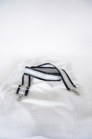 SHIMMERY STRIPE GUITAR SHOULDER STRAP IN BLACK - Love Marlow