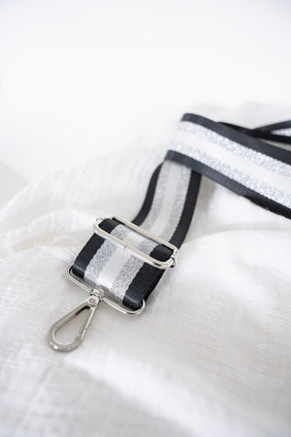 SHIMMERY STRIPE GUITAR SHOULDER STRAP IN BLACK - Love Marlow