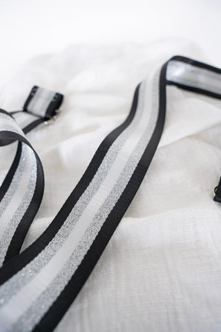 SHIMMERY STRIPE GUITAR SHOULDER STRAP IN BLACK - Love Marlow
