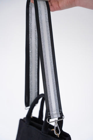 SHIMMERY STRIPE GUITAR SHOULDER STRAP IN BLACK - Love Marlow
