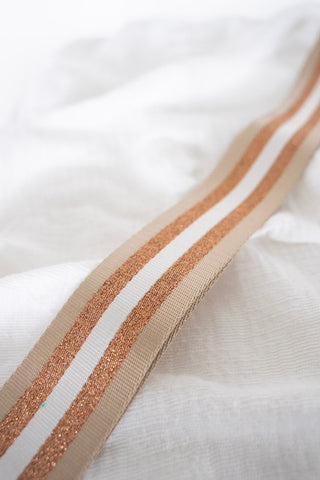 SHIMMERY STRIPE GUITAR SHOULDER STRAP IN KHAKI - Love Marlow