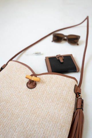 SHIMMERY WOVEN SATCHEL - Love Marlow