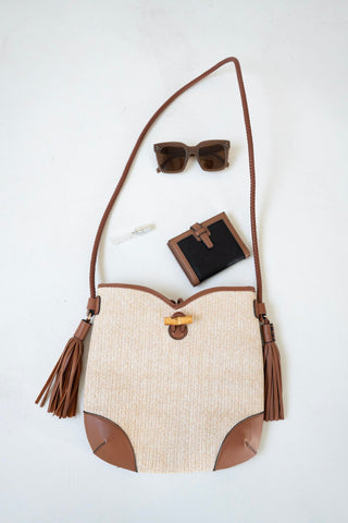 SHIMMERY WOVEN SATCHEL - Love Marlow