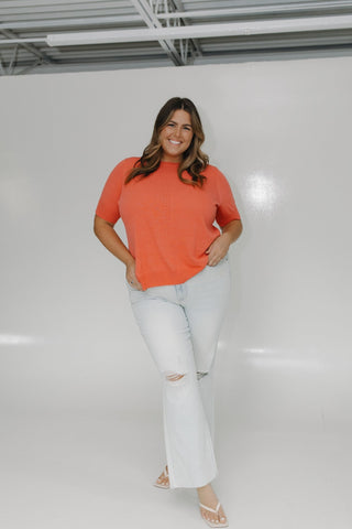 SHORT BLOUSON SLEEVE LIGHTWEIGHT SWEATER IN SANDÍA - Love Marlow