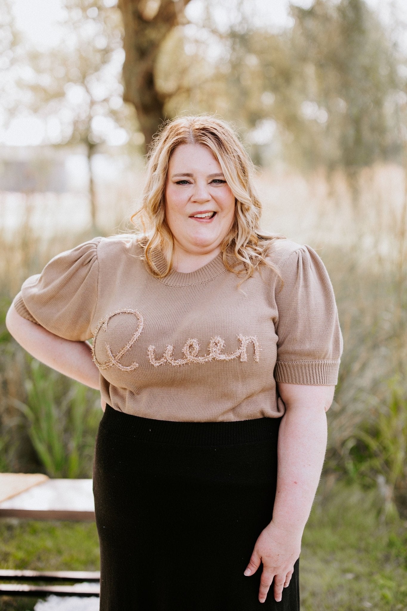 SHORT PUFF SLEEVES "QUEEN" SWEATER - 1x - Love Marlow