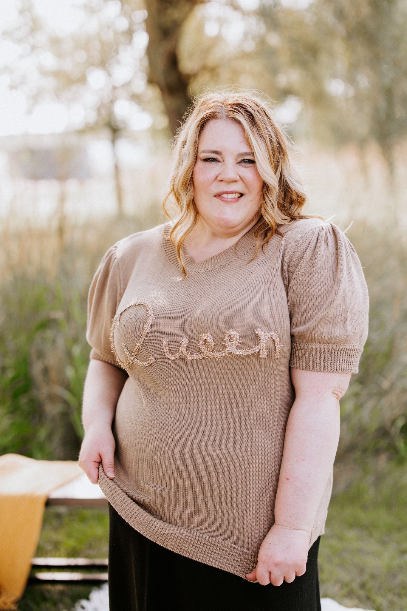 SHORT PUFF SLEEVES "QUEEN" SWEATER - 1x - Love Marlow