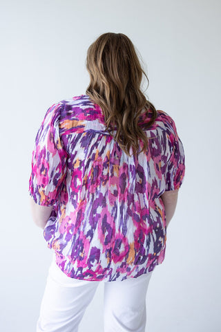 SHORT SLEEVE CHIFFON SMOCKED BUBBLE SLEEVE - Love Marlow