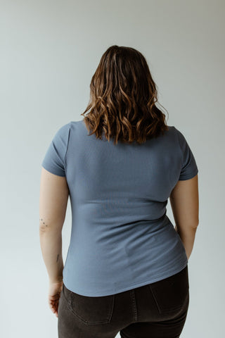 SHORT SLEEVE SCOOPED NECK HENLEY IN ADRIFT - Love Marlow