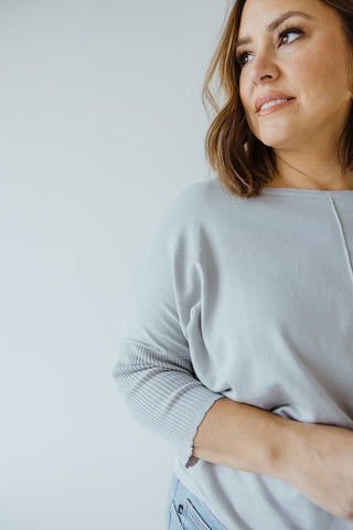 SHORT SLEEVE SEAM SWEATER IN DOVE - Love Marlow