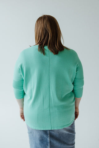SHORT SLEEVE SEAM SWEATER IN SPRING AQUAMARINE - Love Marlow