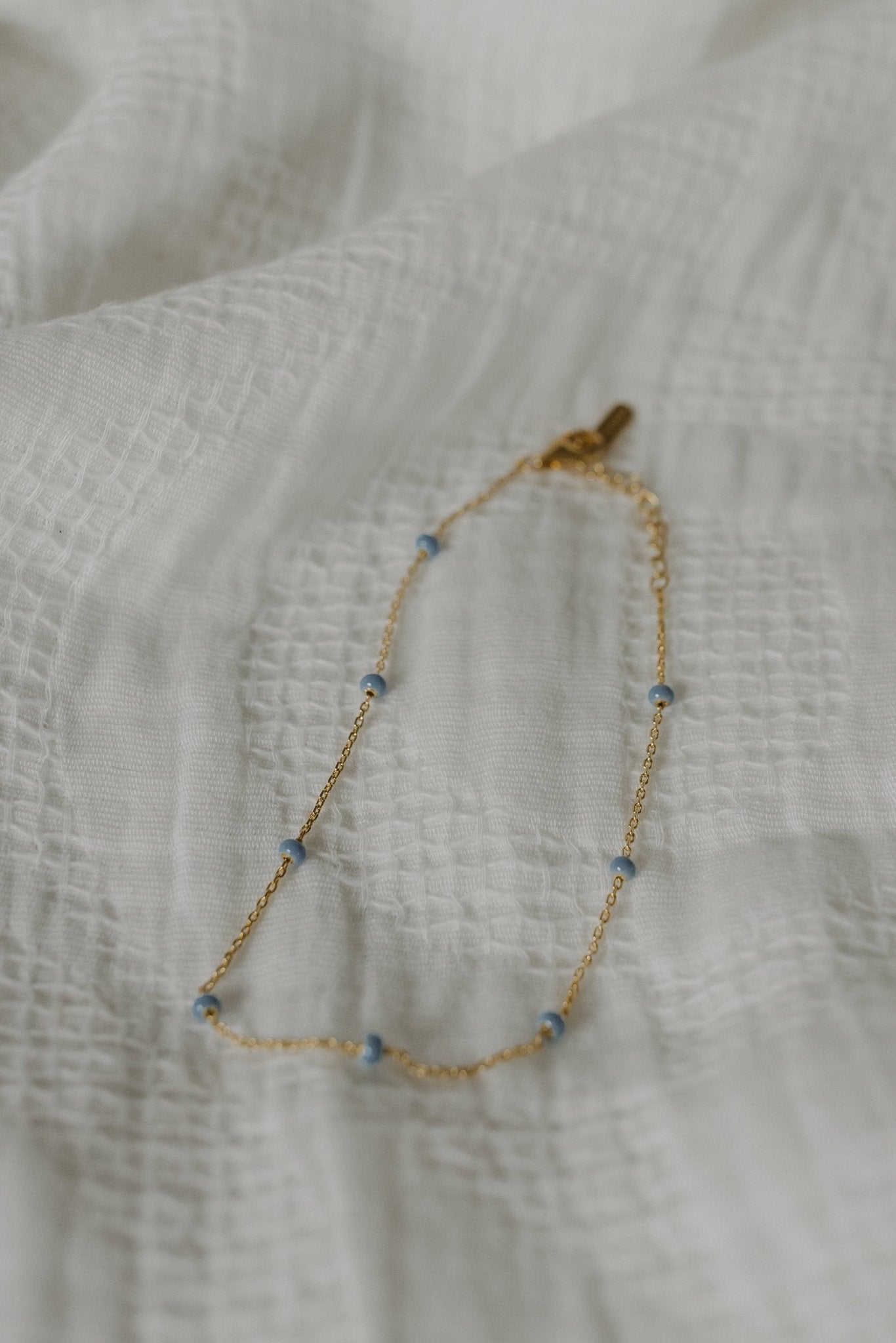 SIENA BERMUDA BLUE ENAMEL GOLD ANKLET - Love Marlow