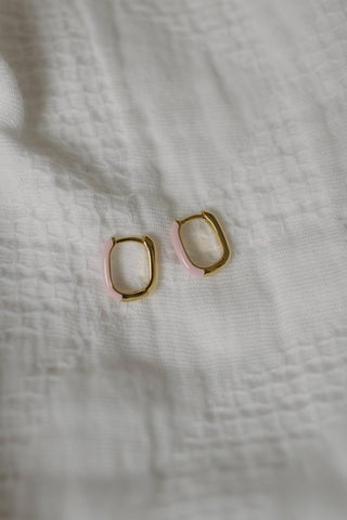 SIENNA PETAL PINK ENAMEL HOOPS - Love Marlow