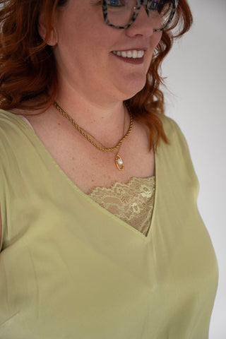 Silk Camisole with Artisan Lace Inset - Love Marlow