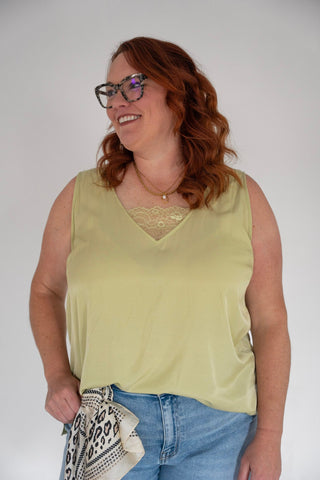 Silk Camisole with Artisan Lace Inset - Love Marlow