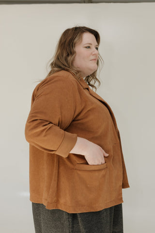 SINGLE - BUTTON CORDUROY BLAZER IN CHESTNUT - Love Marlow