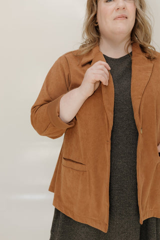 SINGLE - BUTTON CORDUROY BLAZER IN CHESTNUT - Love Marlow
