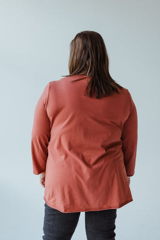 SINGLE POCKET TUNIC WITH RAW HEMS IN ROASTED CINNAMON - Love Marlow