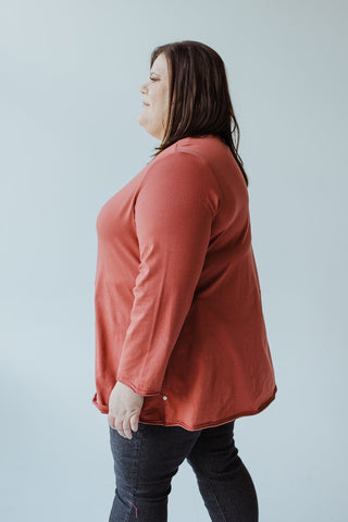 SINGLE POCKET TUNIC WITH RAW HEMS IN ROASTED CINNAMON - Love Marlow