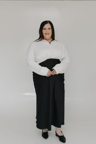 SLEEK MIDI LENGTH SKIRT IN BLACK - Love Marlow