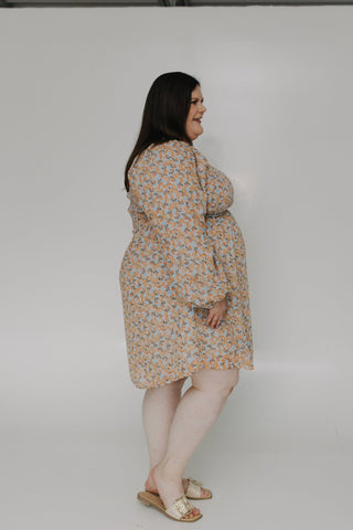 SMOCKED BODICE LONG - SLEEVE KNEE LENGTH DRESS - Love Marlow