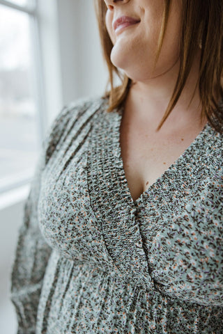 SMOCKED BODICE MICRO FLORAL BOHO DRESS - Love Marlow