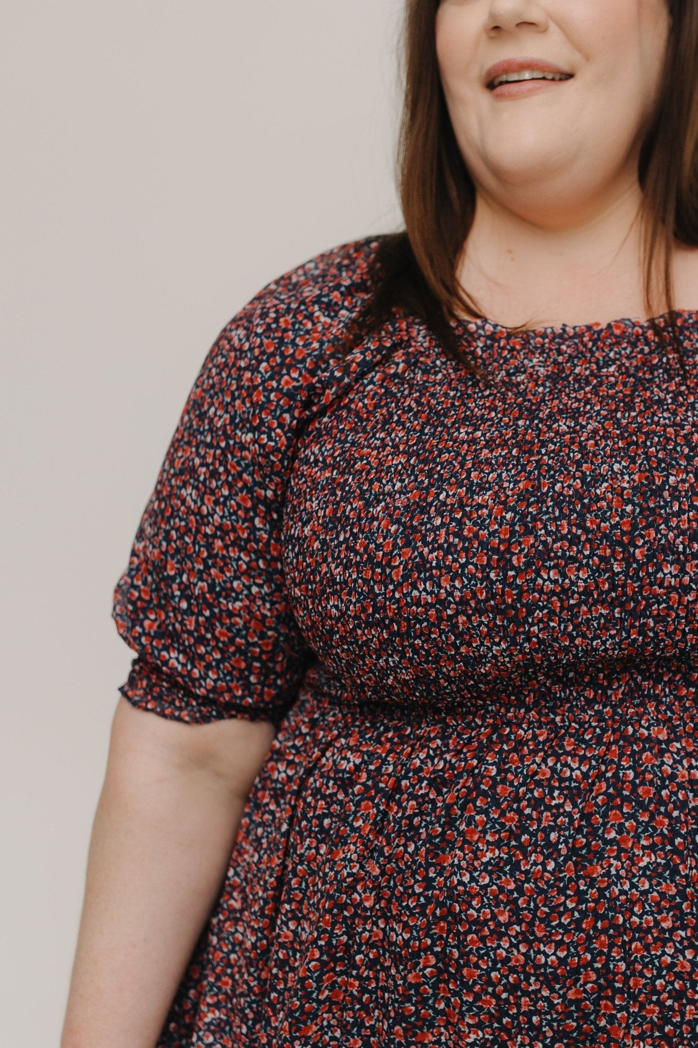 SMOCKED BODICE MIDI - LENGTH DRESS IN LIBERTY - Love Marlow