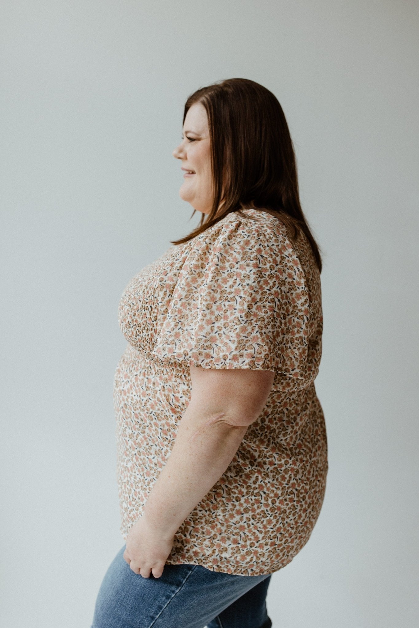 SMOCKED FLORAL PEPLUM BLOUSE - Love Marlow