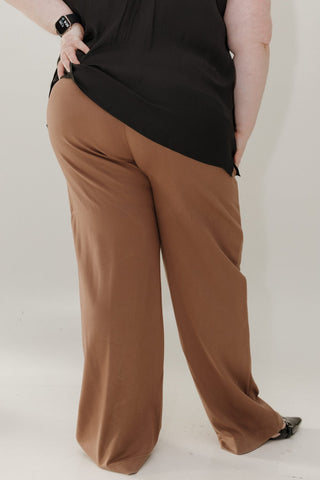 Soft Jersey Wide - Leg Trousers – Camel in Petite - Love Marlow