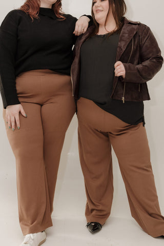 Soft Jersey Wide - Leg Trousers – Camel in Petite - Love Marlow