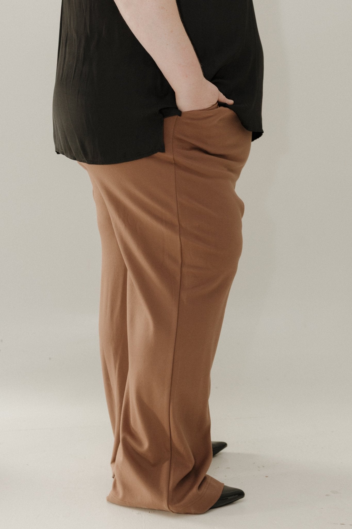 Soft Jersey Wide - Leg Trousers – Camel in Petite - Love Marlow