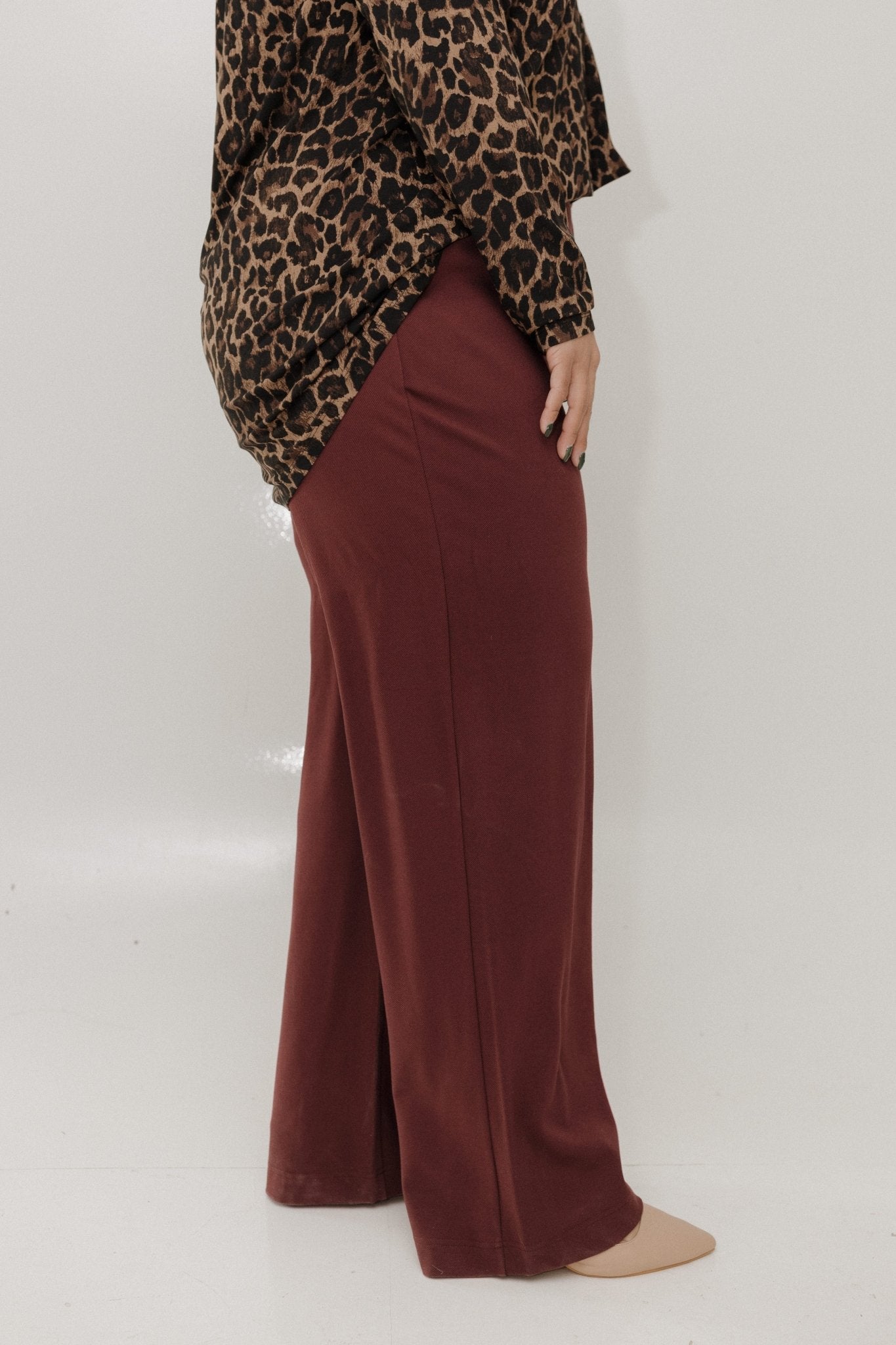 Soft Jersey Wide - Leg Trousers – Rich Burgundy Wine in Tall - Love Marlow