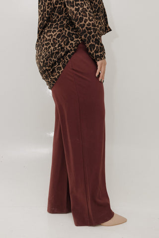 Soft Jersey Wide - Leg Trousers – Rich Burgundy Wine in Tall - Love Marlow