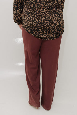Soft Jersey Wide - Leg Trousers – Rich Burgundy Wine in Tall - Love Marlow
