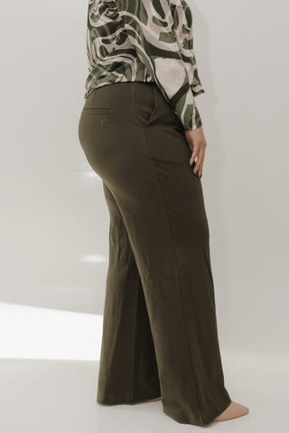 Soft Jersey Wide - Leg Trousers – Rich Olive Tall - Love Marlow