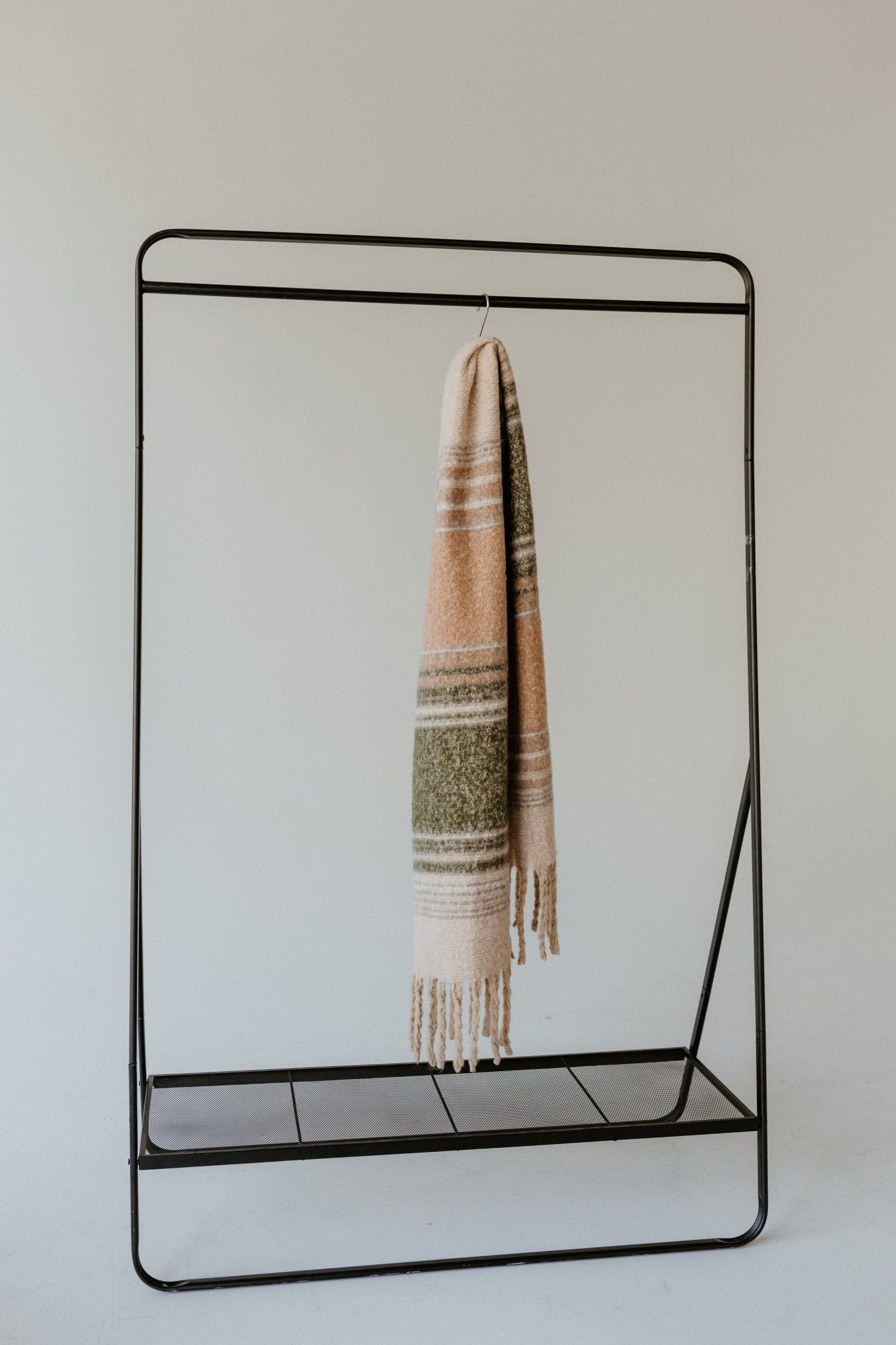 SOFT NUBBY SCARF WITH FRINGE IN PINK AND GREEN - Love Marlow