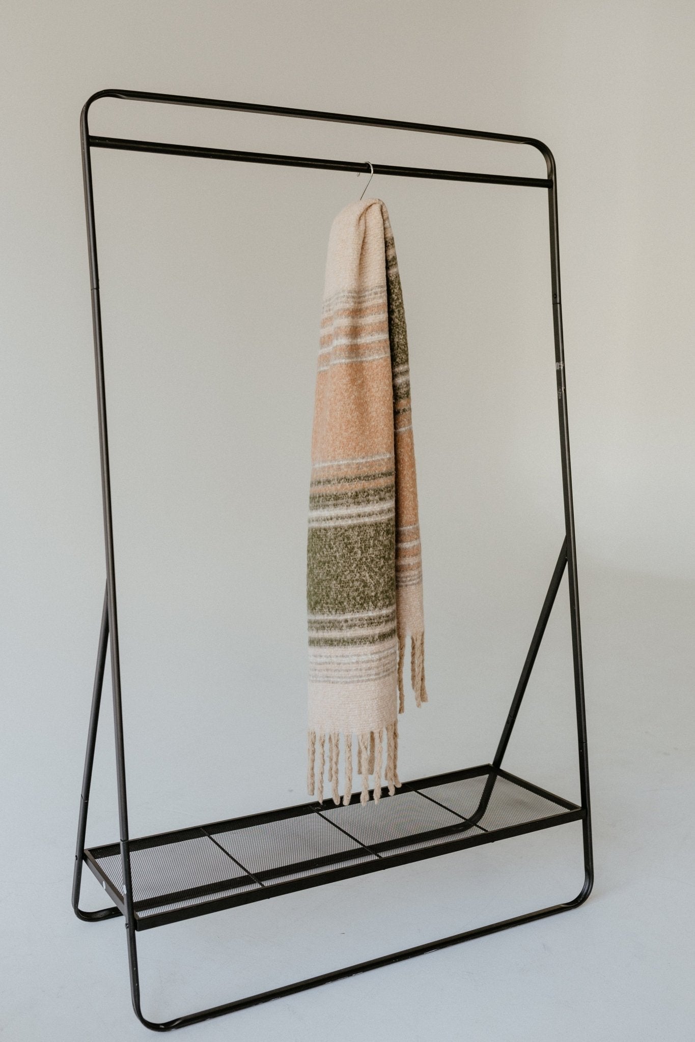 SOFT NUBBY SCARF WITH FRINGE IN PINK AND GREEN - Love Marlow