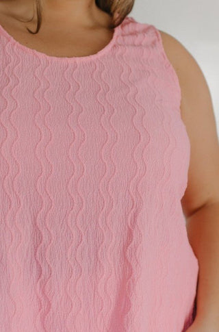 Soft Pink Vertical Textured Tank | Flattering Plus Size Layering Essential - Love Marlow