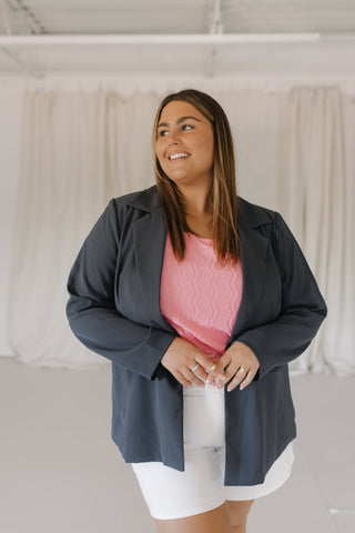 Soft Pink Vertical Textured Tank | Flattering Plus Size Layering Essential - Love Marlow