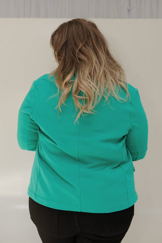 SOLID KNIT BLAZER IN EMERALD CITY - Love Marlow