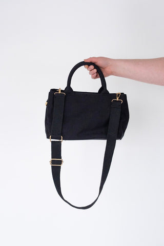 SOLID MEDIUM CANVAS TOTE BAG IN BLACK - Love Marlow
