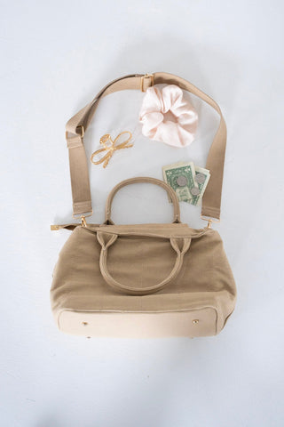 SOLID MEDIUM CANVAS TOTE BAG IN NATURAL - Love Marlow
