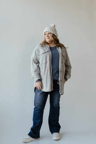 SOLID RIBBED KNIT BEANIE WITH PUFF IN IVORY - Love Marlow
