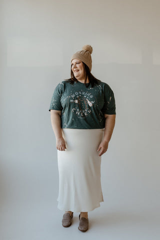 SOLID RIBBED KNIT BEANIE WITH PUFF IN TAUPE - Love Marlow