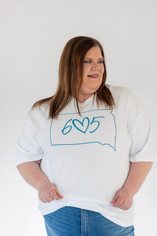 South Dakota 605 Graphic Tee – Premium Comfort Colors in White - Love Marlow