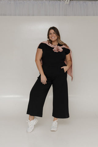 SPANX AirEssentials® Cap Sleeve Cinched Jumpsuit in Very Black - Love Marlow