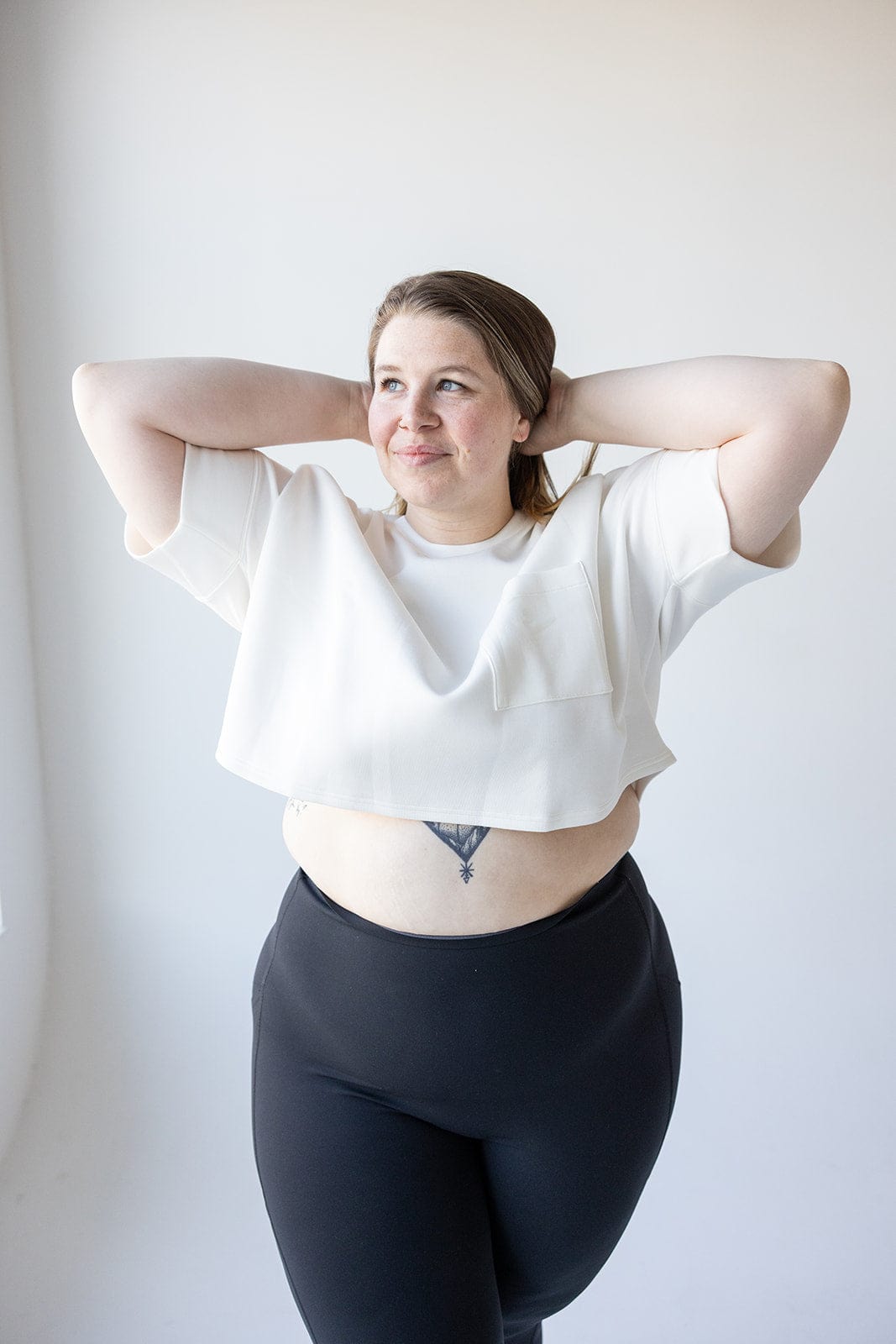 Spanx® AIRESSENTIALS CROPPED POCKET TEE IN POWDER - Love Marlow